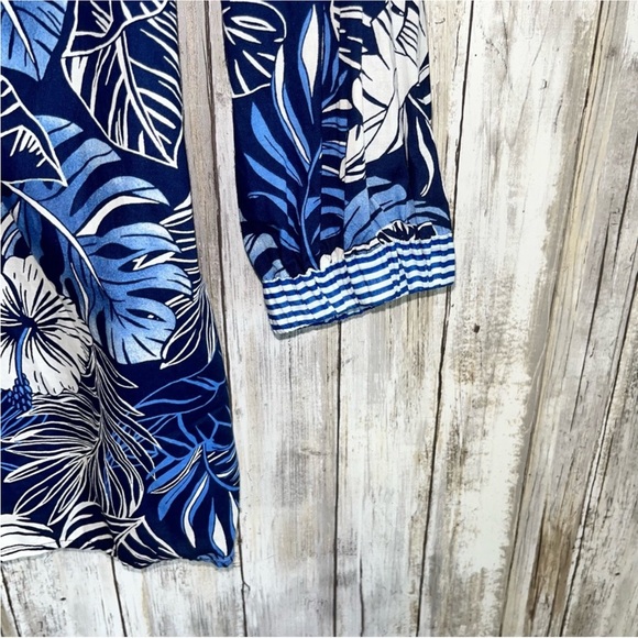 Talbots Blue Hibiscus Palms Tunic - Picture 5 of 6